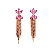 ( rose Red)Bohemia ethnic style Earring tassel ear stud fashion long style fully-jewelled luxurious elegant temperament