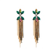 ( Green color)Bohemia ethnic style Earring tassel ear stud fashion long style fully-jewelled luxurious elegant temperam