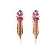 ( rose Red)occidental style personality temperament long style Earring Metal claw chain tassel earrings woman trend sup
