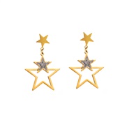 ( Five pointed star )Korean style fashion personality Five-pointed star love titanium steel diamond long style temperam