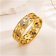 ( Gold)occidental style hollow titanium steel Irregular bangle leaves diamond color Korean all-Purpose trend