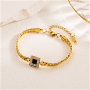 ( black)occidental style titanium steel color square diamond bracelet woman snake chain temperament personality all-Pur