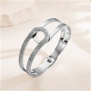 ( Silver)Korea fashion brief titanium steel color bracelet diamond personality fashion trend bangle