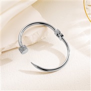 ( Silver)occidental style fashion opening titanium steel bangle woman color gilded diamond bracelet
