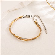 (gold silvery )occidental style fashion brief fresh woman punk Metal titanium steel color circle twisted chain bracelet