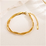( Gold)occidental style fashion brief fresh woman punk Metal titanium steel color circle twisted chain bracelet
