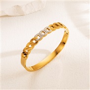 ( Gold) personality titanium steel color bangle woman embed hollow chain diamond opening buckle style