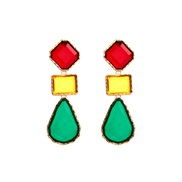 ( Green color)occidental style fashion Alloy square earrings color drop resin earring Bohemia retro Earring