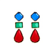 (red color )occidental style fashion Alloy square earrings color drop resin earring Bohemia retro Earring