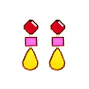 (yellow color )occidental style fashion Alloy square earrings color drop resin earring Bohemia retro Earring