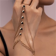 (BZ181 jinse)jinse  occidental style Metal black love mosaic fashion brief multilayer tassel bracelet