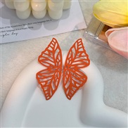 (E 138   Orange)spring hollow butterfly ear stud  handmade brief pure color fashion earrings Earring woman