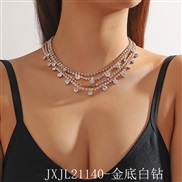 (JXJL2114  gold White Diamond )occidental style fashion multilayer chain super brilliant Rhinestone chain Collar clavic
