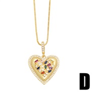 (D)personality embed color zircon samll pendant occidental style fashion high colorful diamond love necklacenkn
