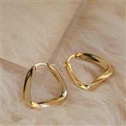 ( Gold) retro geometry Metal Irregular brief triangle earrings buckle Earring