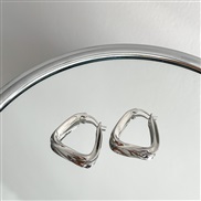 ( Silver) retro geometry Metal Irregular brief triangle earrings buckle Earring