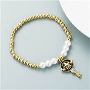( black) fashion bronze gilded Pearl personality creative style enamel key pendant bracelet bangle