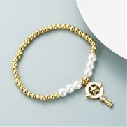 ( white) fashion bronze gilded Pearl personality creative style enamel key pendant bracelet bangle