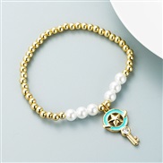 ( light blue ) fashion bronze gilded Pearl personality creative style enamel key pendant bracelet bangle