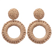 ( khaki)Bohemian style wind earrings handmade weave woman ear stud