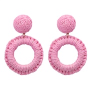( Pink)Bohemian style wind earrings handmade weave woman ear stud