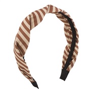 ( brown)F Stripe color geometry brief Headband  creative personality twining retro pattern Headband woman