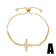 (A)occidental style fashion love zircon bracelet woman ins small fresh brief diamond cross braceletbra