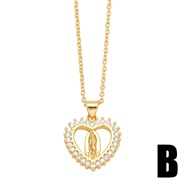 (B) samll hollow geometry love drop pendant necklace womannkr