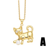 (A)ins brief lovely cat necklace woman  cat pendant clavicle chain  occidental stylenkq