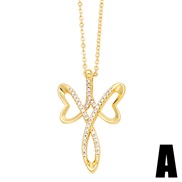 (A)occidental style fully-jewelled cross necklace womanins temperament fashion cross pendant clavicle chainnkr