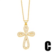 (C)occidental style fully-jewelled cross necklace womanins temperament fashion cross pendant clavicle chainnkr