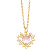 ( Pink)occidental style love necklace womanins samll fashion diamond heart-shaped clavicle chain chainnkr