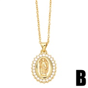 (B) occidental style diamond pendant necklace samll sweater chainnkr