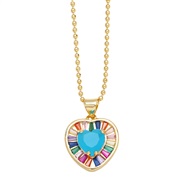 ( blue)occidental style high brief all-Purpose clavicle chain woman ins fashion temperament rainbow love necklacenkr