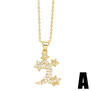(A)Moon star necklace womanins samll high clavicle chainnkr