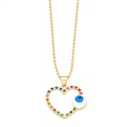 ( white)occidental style wind creative embed color zircon hollow love eyes necklace woman personality fashion chainnkr