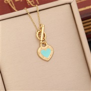 (3 )occidental style  multicolor enamel love pendant  fashion stainless steel necklace  temperament clavicle chain