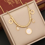 (1  necklace)occidental style  fashion square zircon necklace  temperament stainless steel clavicle chain  I