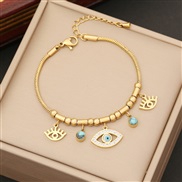 (2  Bracelet)  square eyes necklace  fashion turquoise stainless steel clavicle chain  zircon