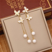 (3 )occidental style  fashion butterfly necklace  personality Pearl  temperament stainless steel clavicle chain
