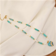 (1 )original  fashion natural necklace  temperament Pearl clavicle chain I love pendant