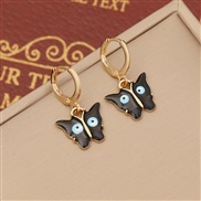 (2  black)occidental style  fashion enamel butterfly earrings  ear stud eyes Earring  temperament ear studE