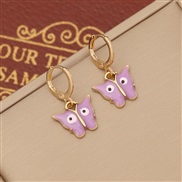 (4 purple)occidental style  fashion enamel butterfly earrings  ear stud eyes Earring  temperament ear studE