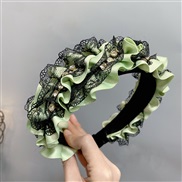 ( green)Korean style textured Cloth lace Headband samll wind width retro Rhinestone fashion