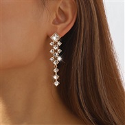 ( Gold)E long style earrings  creative geometry samll wind earring Rhinestone temperament brief Earring woman