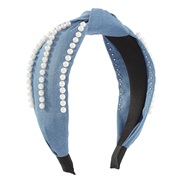 ( Navy blue)F occidental style brief jean Headband  elegant temperament imitate Pearl fashion
