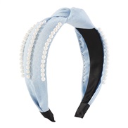 ( light blue )F occidental style brief jean Headband  elegant temperament imitate Pearl fashion