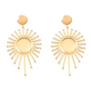 ( Gold)Alloy earrings occidental style Earring woman fashion trend Metal sun flower earring geometry