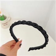 ( black )Korean style twisted Imitation leather Cloth Headband sweet all-Purpose Headband fashion head
