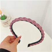 ( Pink )Korean style twisted Imitation leather Cloth Headband sweet all-Purpose Headband fashion head